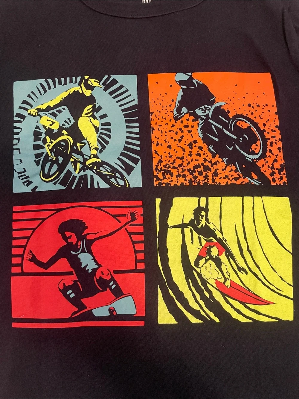 GAP Boys Black Adventure Graphic Tee - Multi-Color Panels